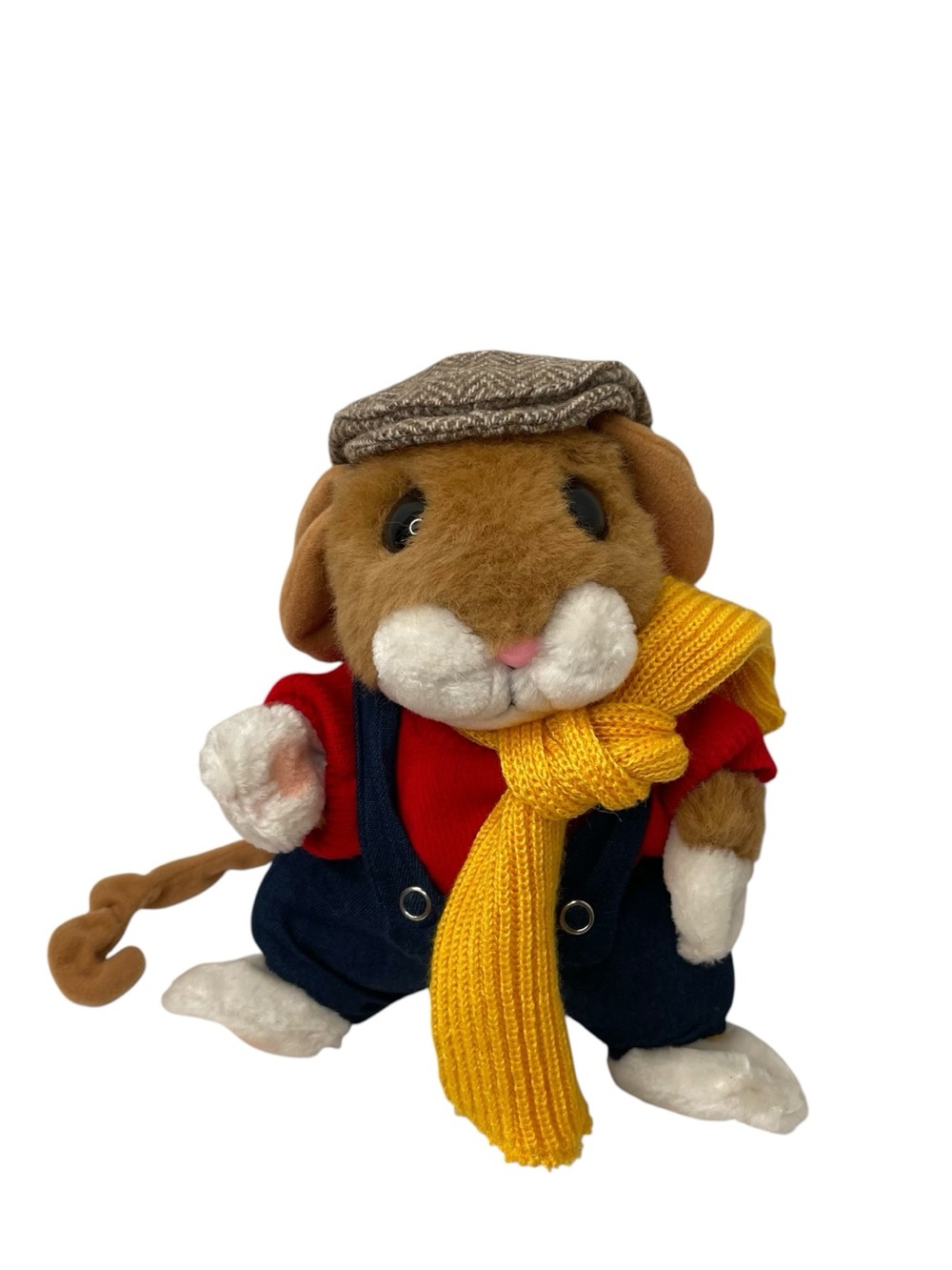 Vintage Plush Stuffed Animal Country Mouse  8 Inches Outfit And Hat Winter